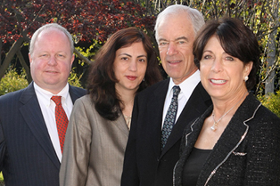 UC Irvine Brain Tumor Program leaders Dr. Mark Linskey and Dr. Daniela Bota with donors Sue and Ralph Stern